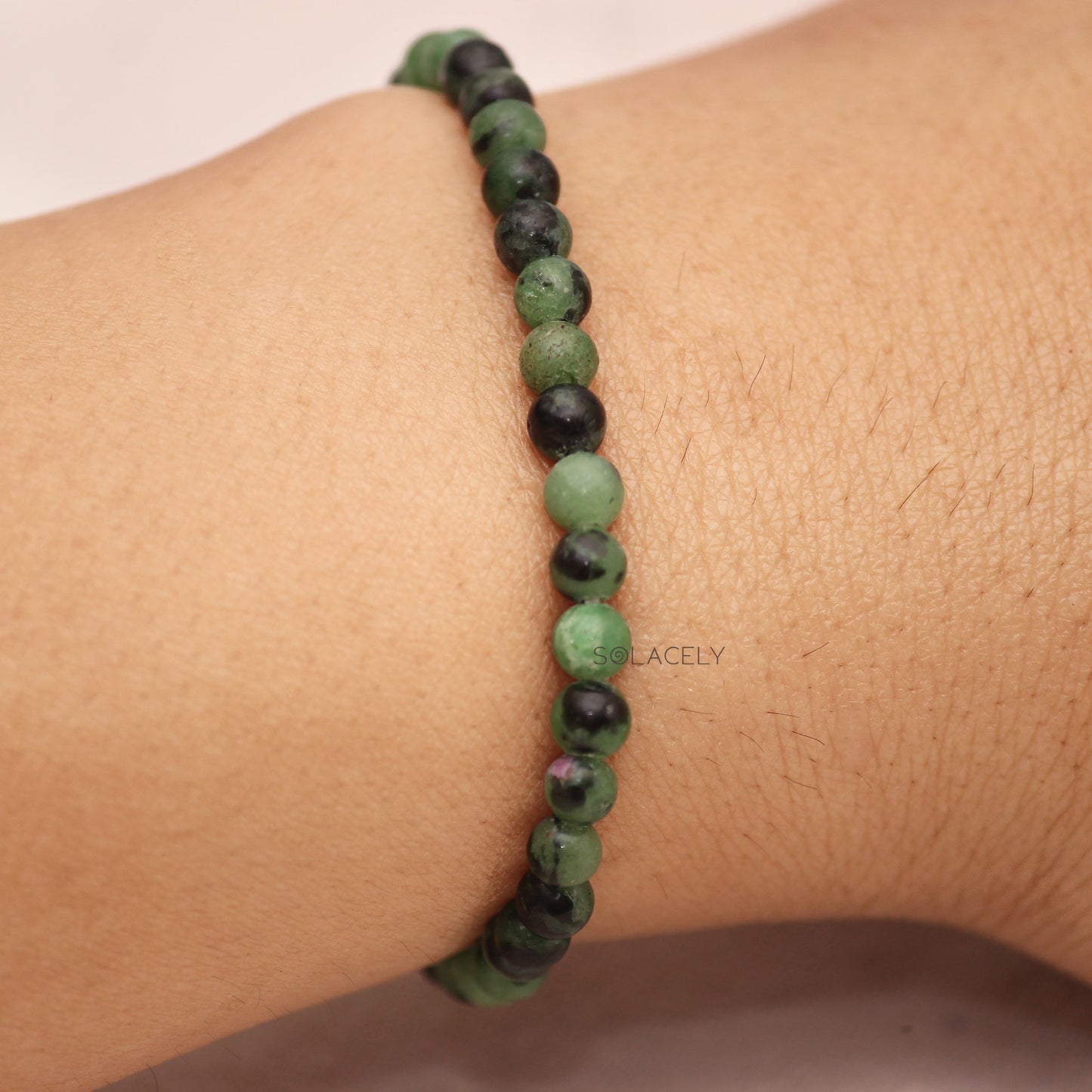 Ruby Zoisite Bracelet - 4mm Beads