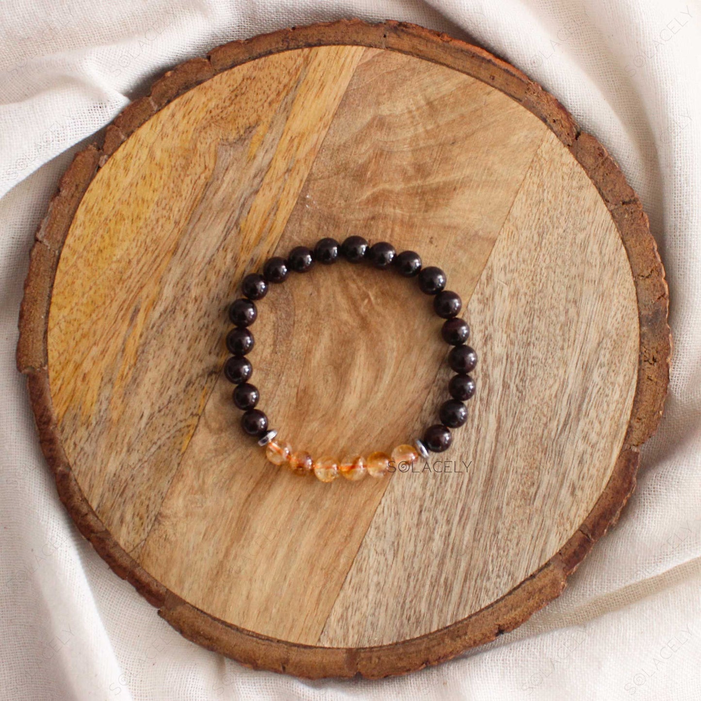 Citrine and Red Garnet Crystal Bracelet - 8mm Beads