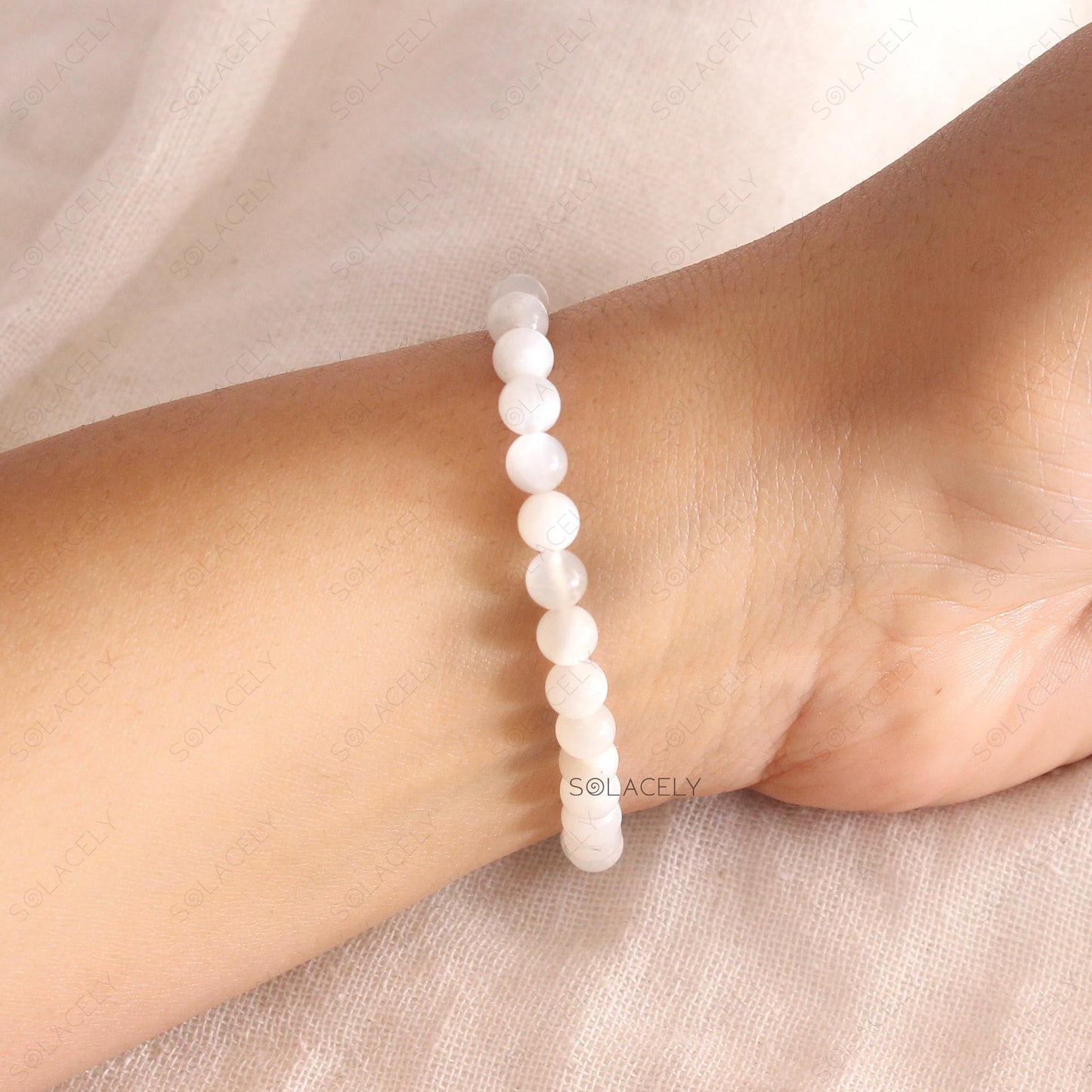 Milky Moonstone Crystal Bracelet - 6mm Beads