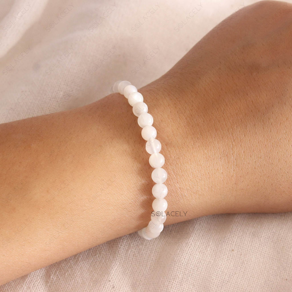 Milky Moonstone Crystal Bracelet - 6mm Beads