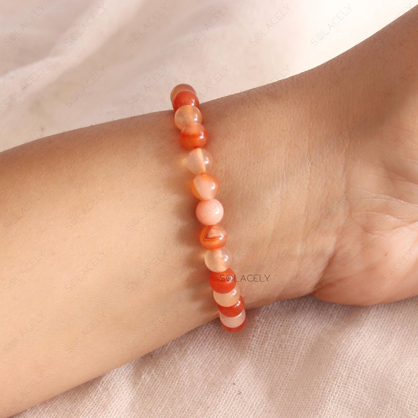 Red Carnelian Crystal Bracelet - 6mm Beads