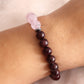 Rose Quartz and Red Garnet Crystal Couple Bracelet - 8mm Beads