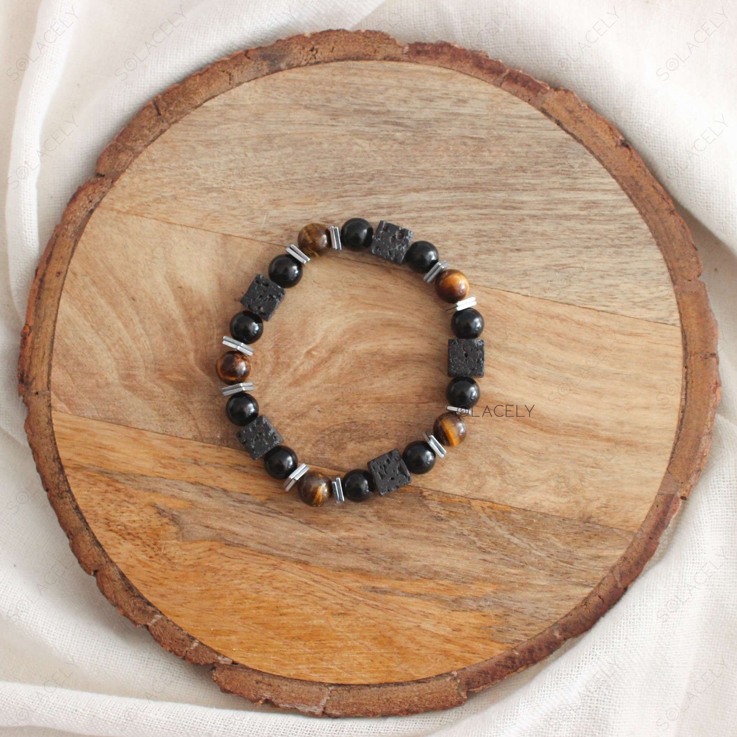 Triple Protection Bracelet with Lava Stone