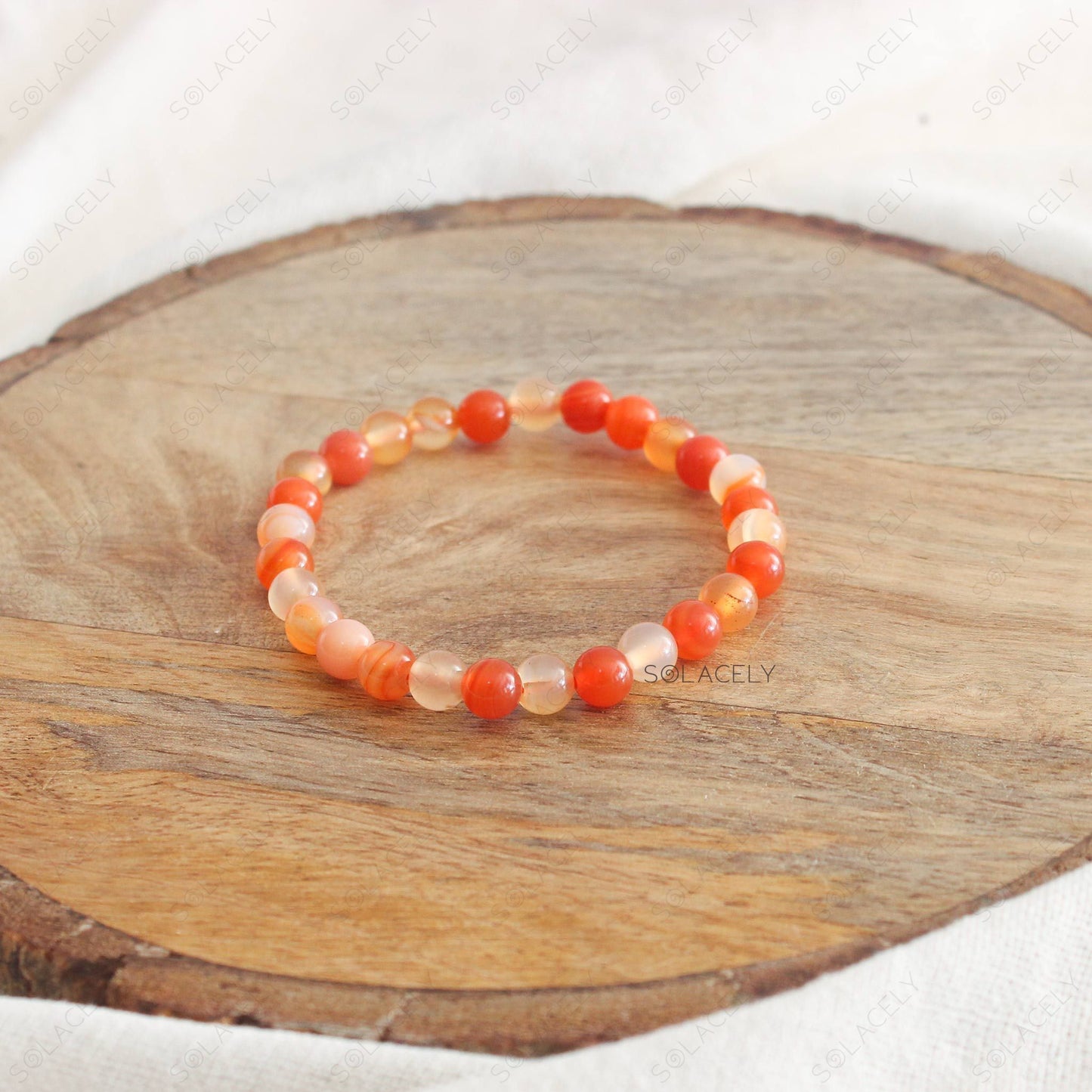 Red Carnelian Crystal Bracelet - 6mm Beads