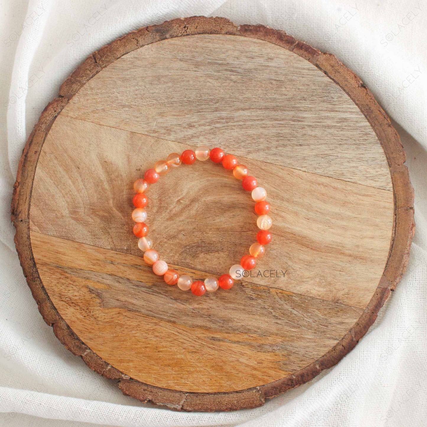 Red Carnelian Crystal Bracelet - 6mm Beads