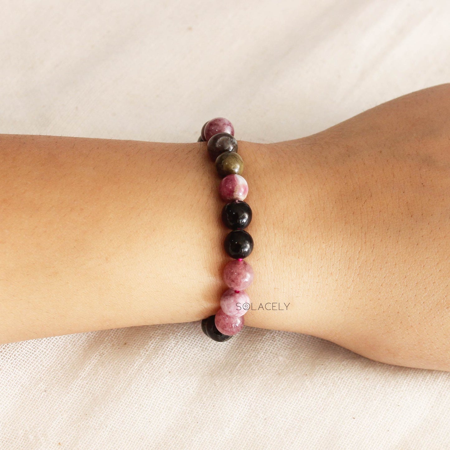 Multi - Tourmaline Crystal Bracelet - 8mm Beads