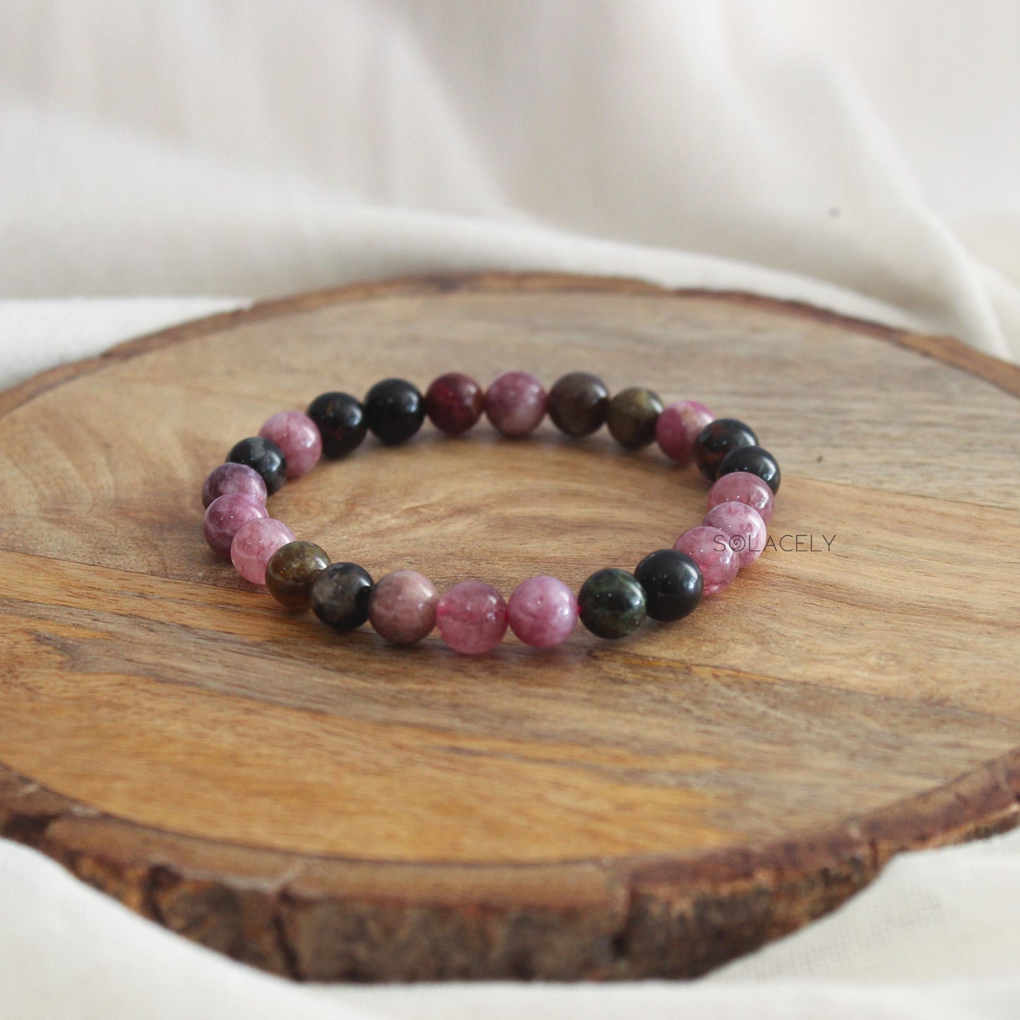 Multi - Tourmaline Crystal Bracelet - 8mm Beads