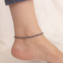 Hematite Stretchable Anklet with Faceted Beads