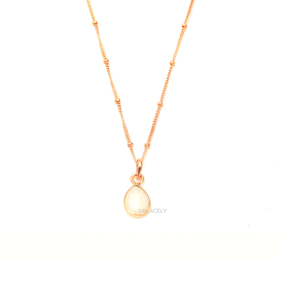 rose gold moonstone pearl shape necklace