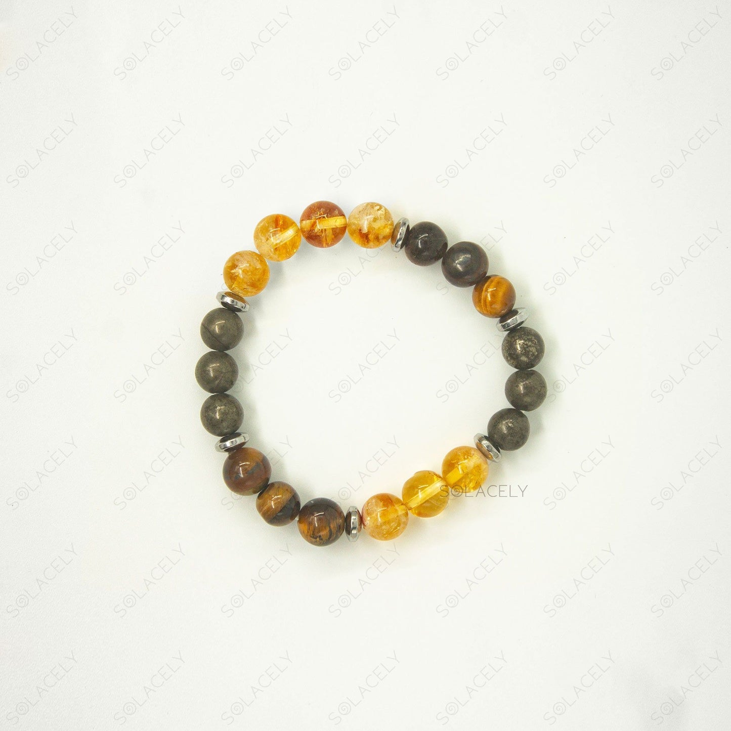 Solar plexus chakra crystal bracelet with spacers