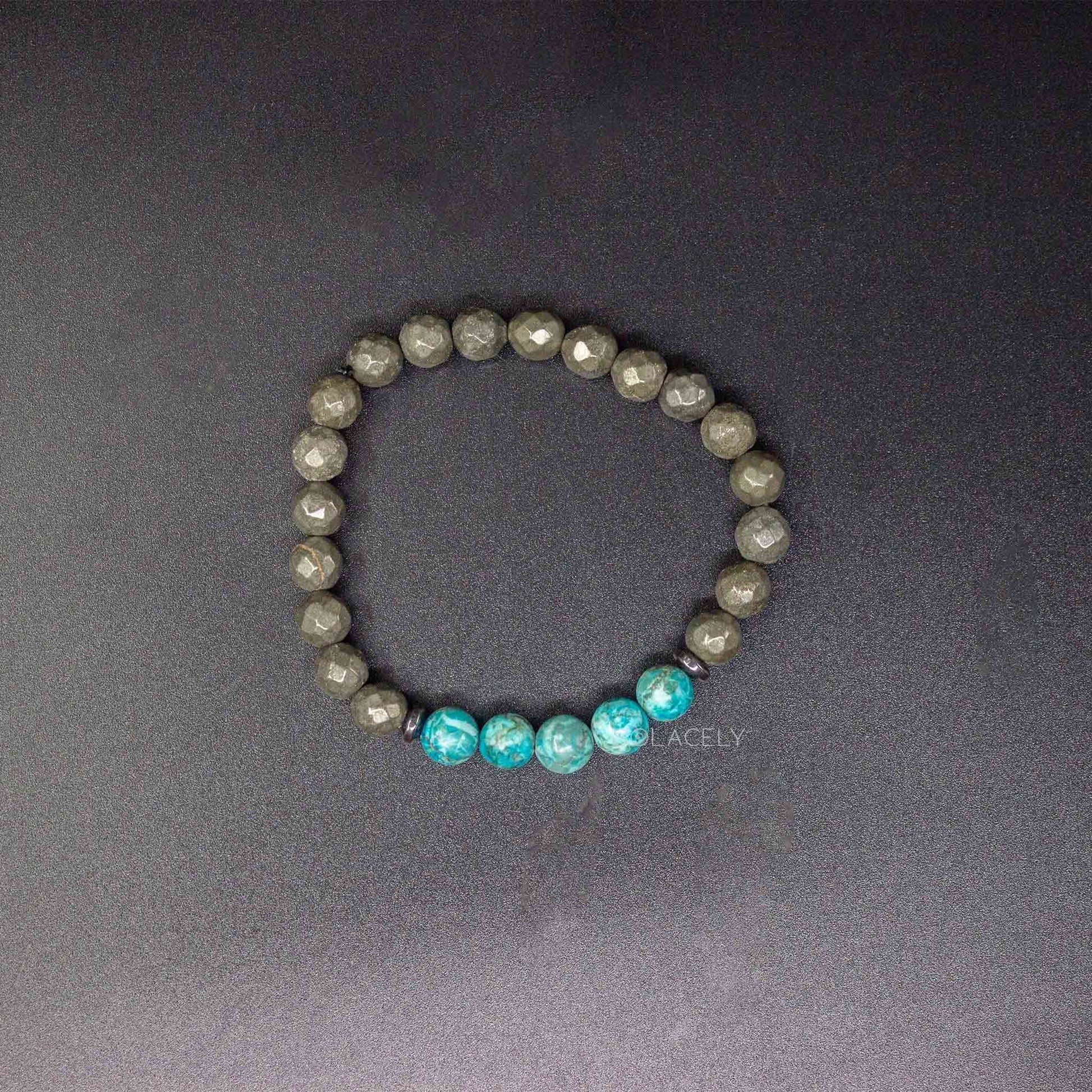 african turquoise and faceted pyrite bracelet