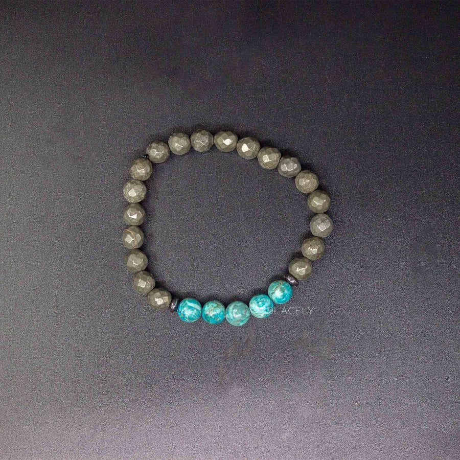 african turquoise and faceted pyrite bracelet