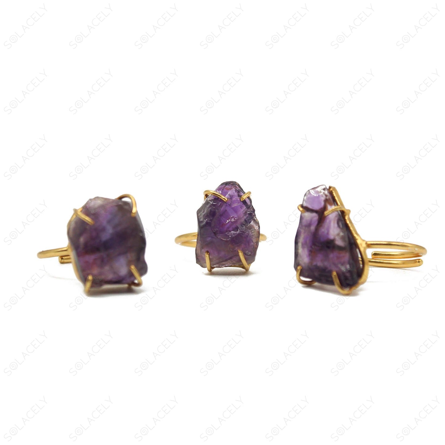 3 stone amethyst ring