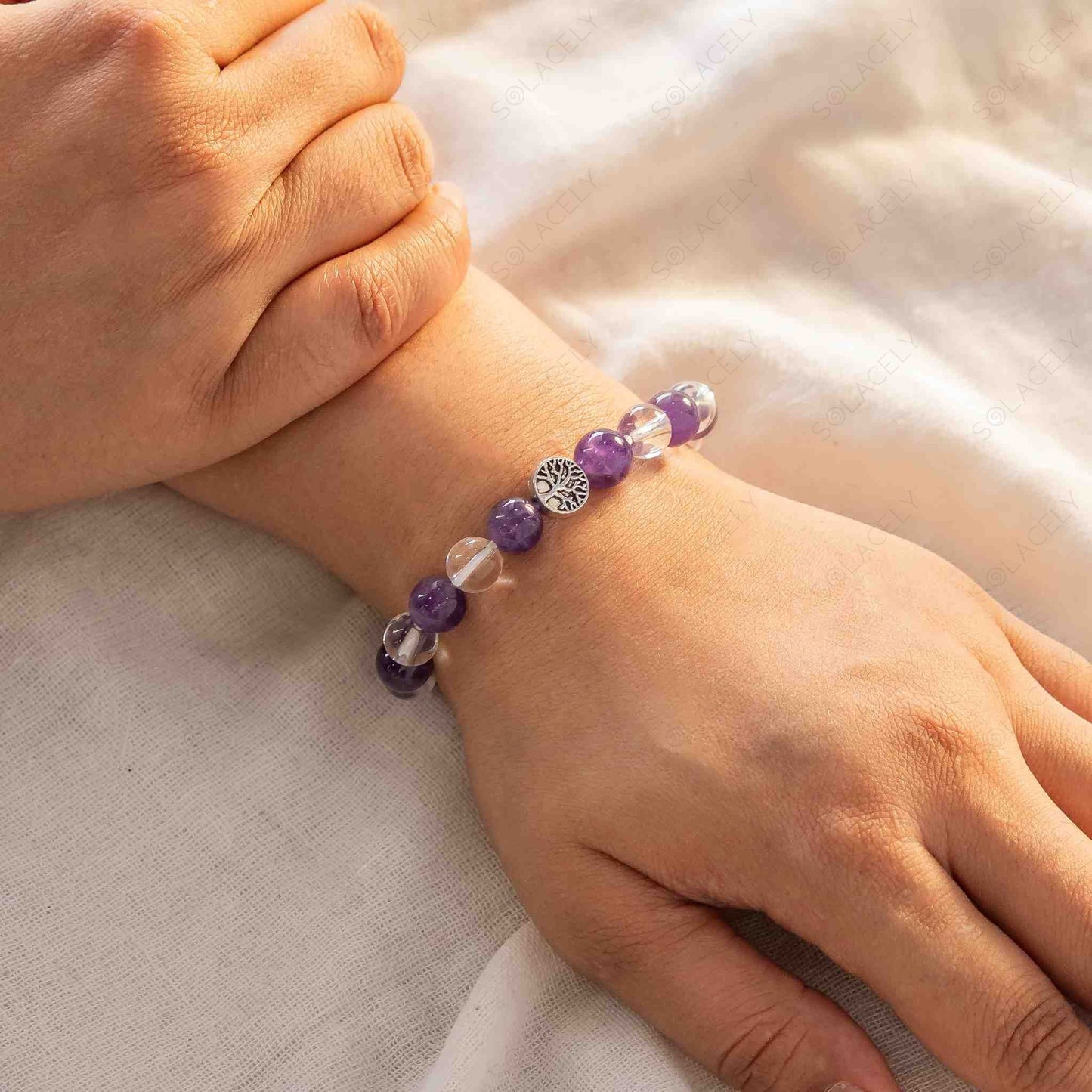 Amethyst And Clear Quartz Bracelet