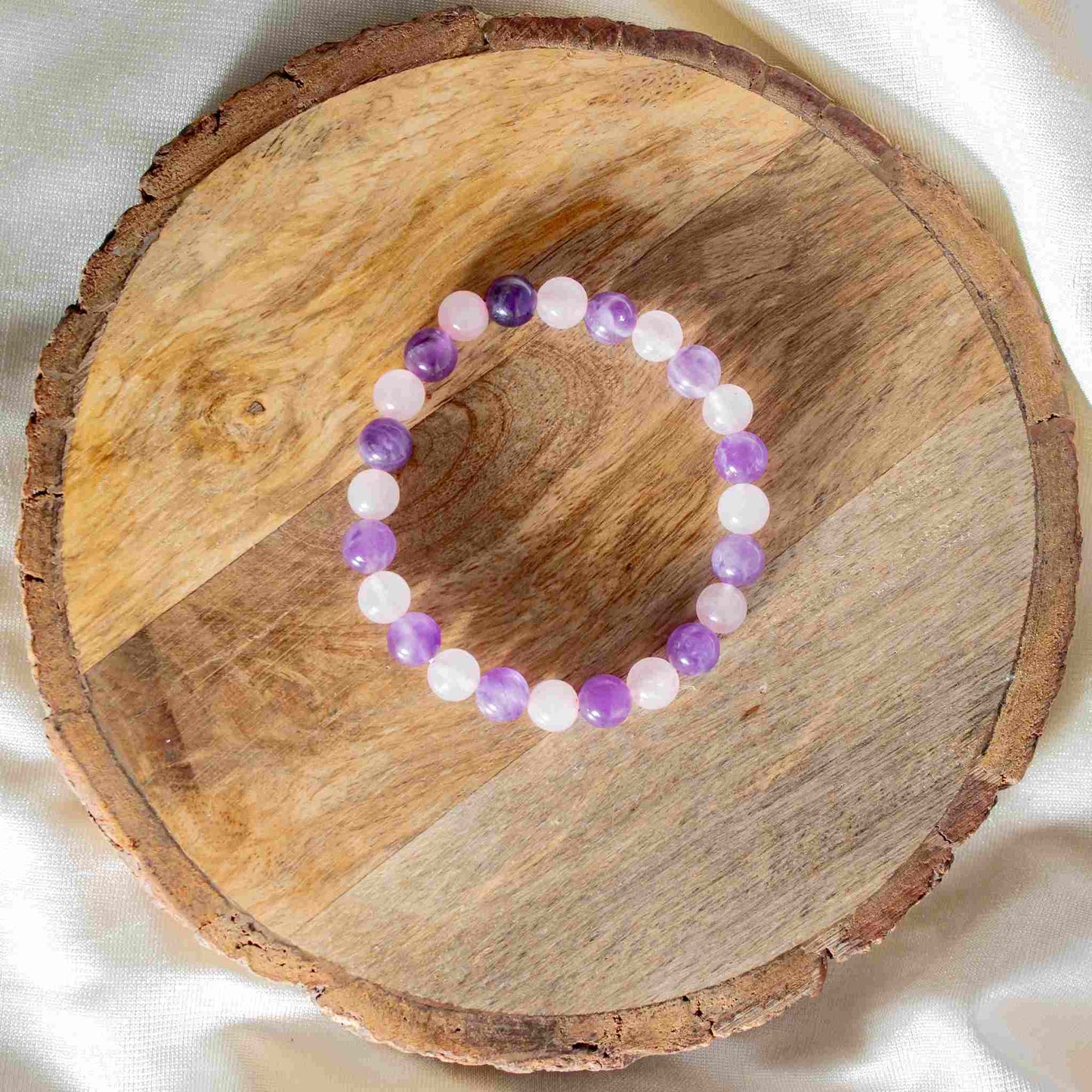 amethyst and rose quartz bracelet 8mm bead