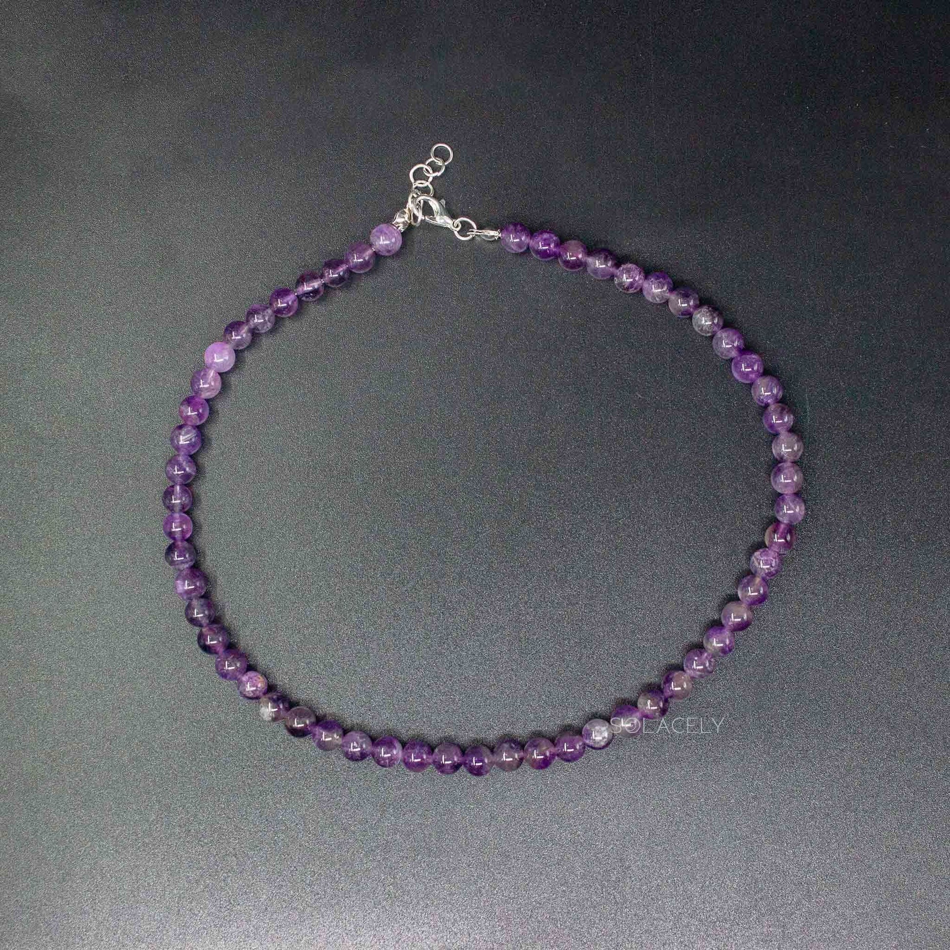 amethyst beaded necklace 6mm