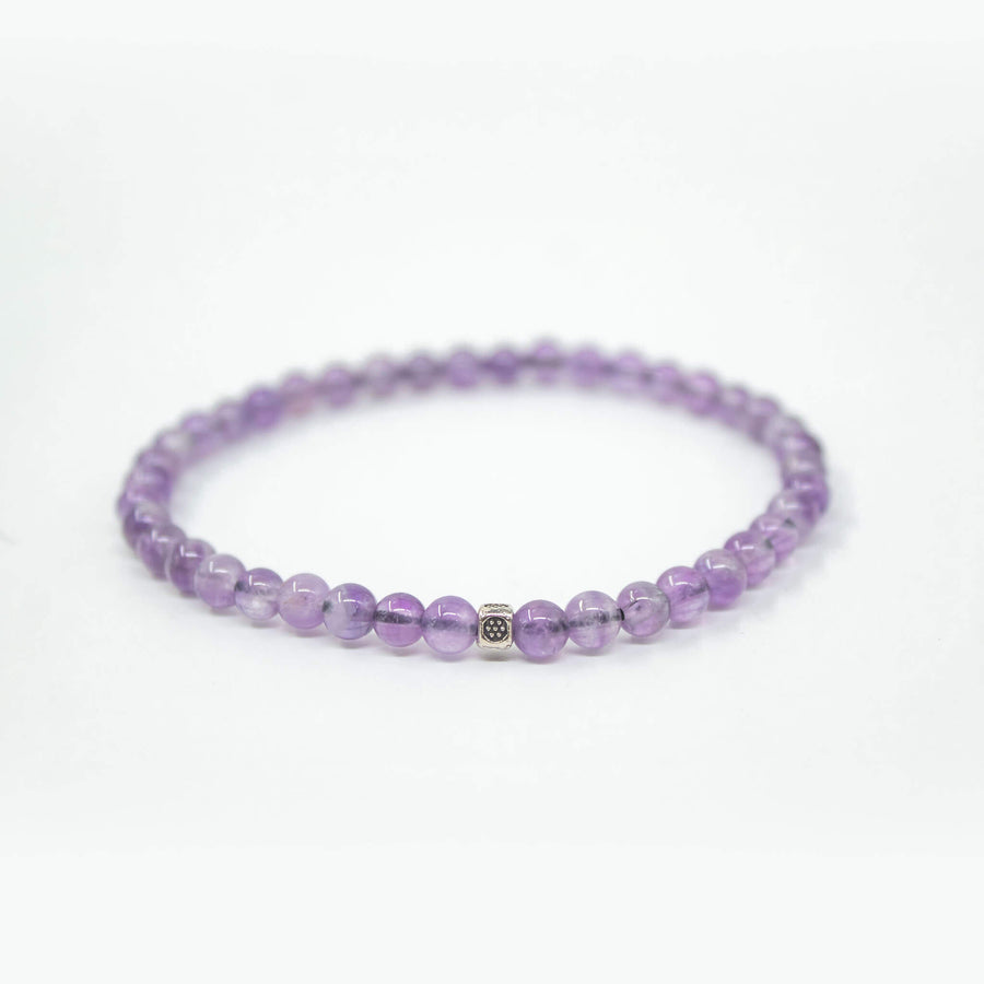 4mm Amethyst Peace Bracelet with charm