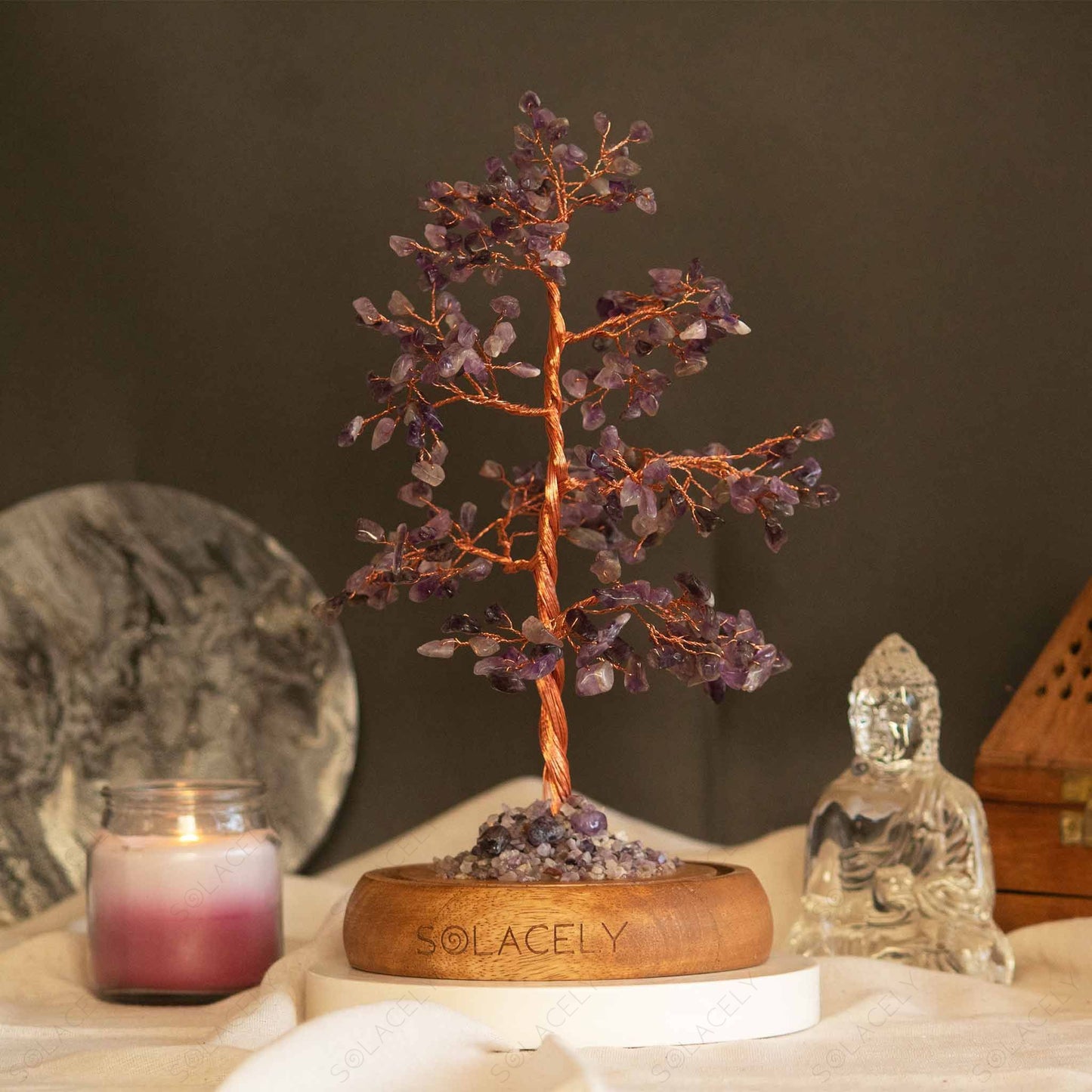 amethyst crystal tree in jar