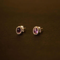 amethyst in sterling silver stud earrings