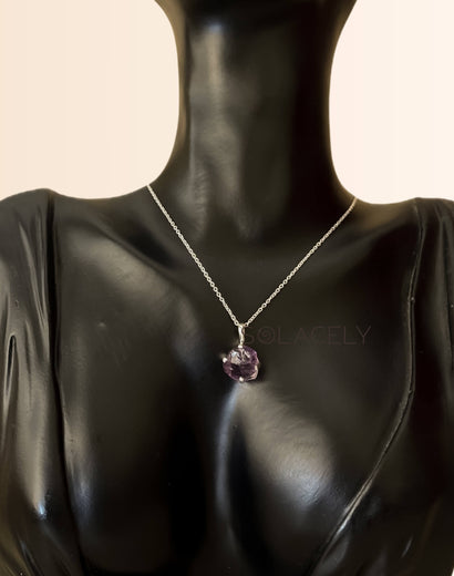 Raw Amethyst Sterling Silver Necklace