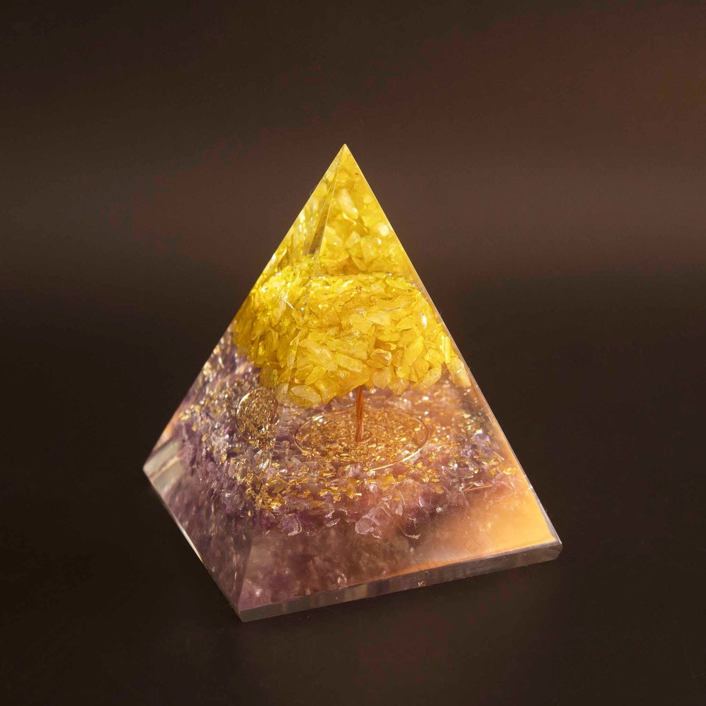 amethyst pyramid with citrine tree