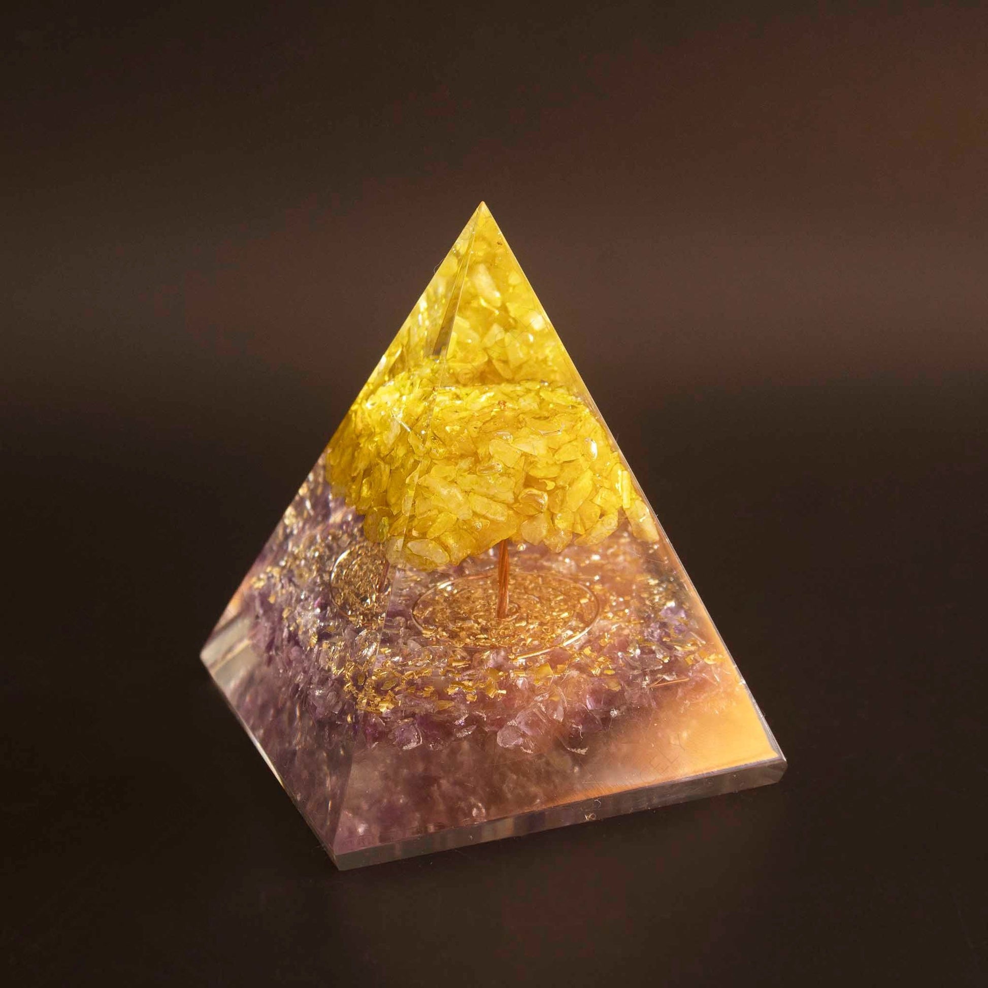 amethyst pyramid with citrine tree