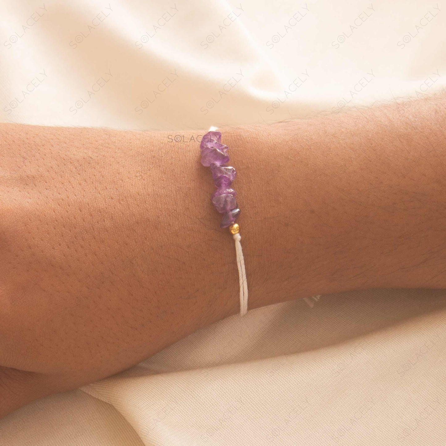 amethyst rakhi with chip beads