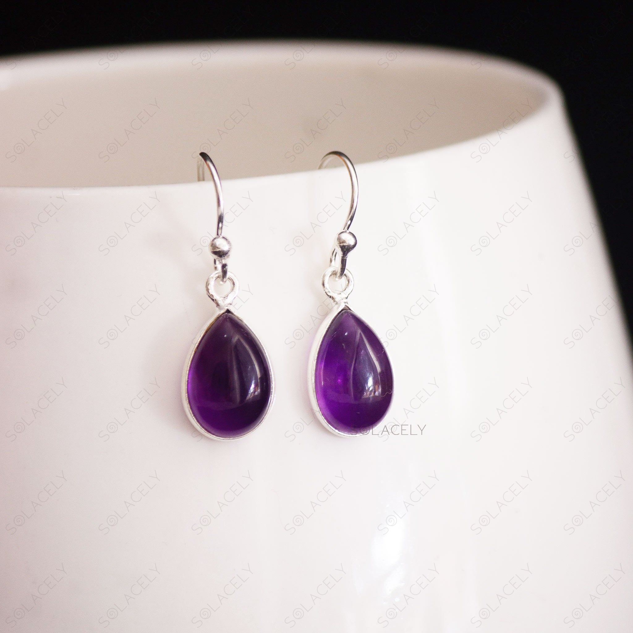 Amethyst Sterling Silver Drop Earrings – Solacely