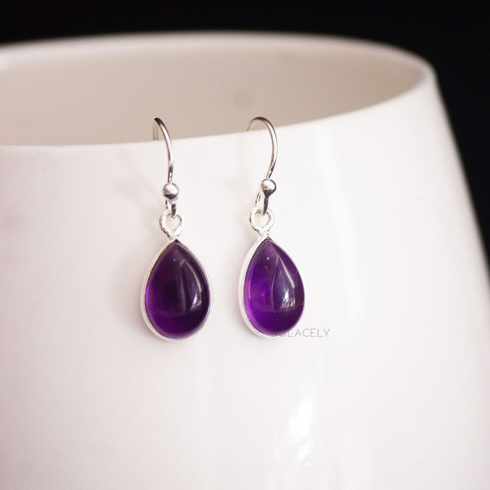 amethyst sterling silver drop earrings