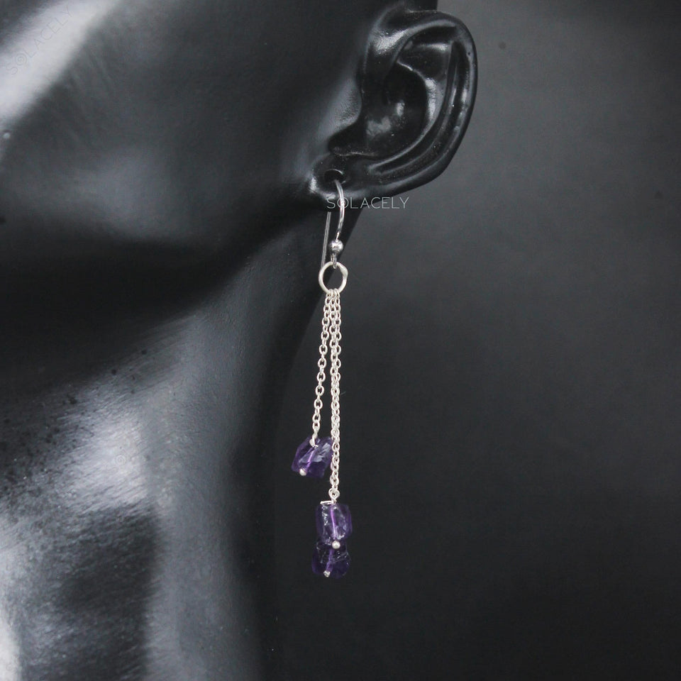 amethyst triple chain drop