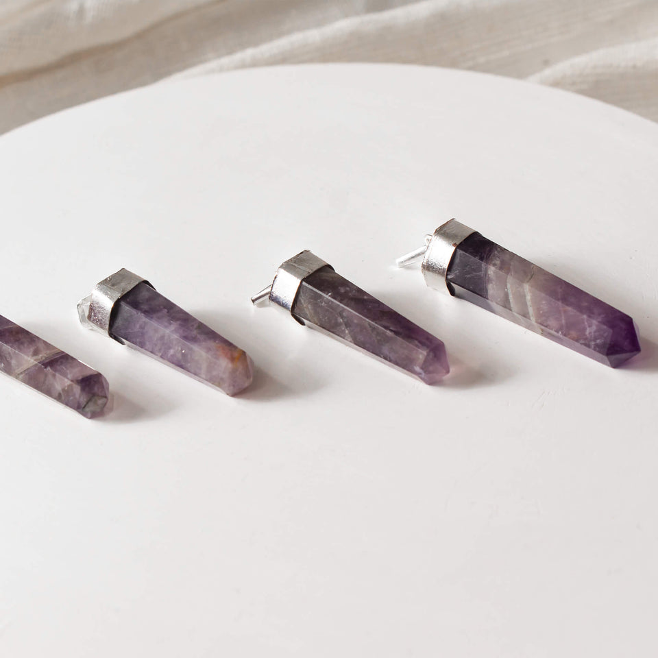 amethyst stone pencil pendant