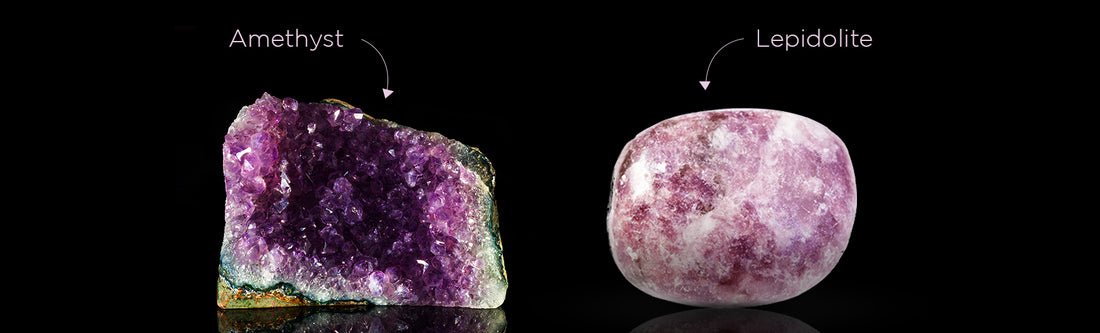amethyst and lepidolite crystal