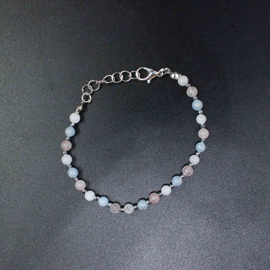 angelite rose quartz and moonstone beaded adjustable