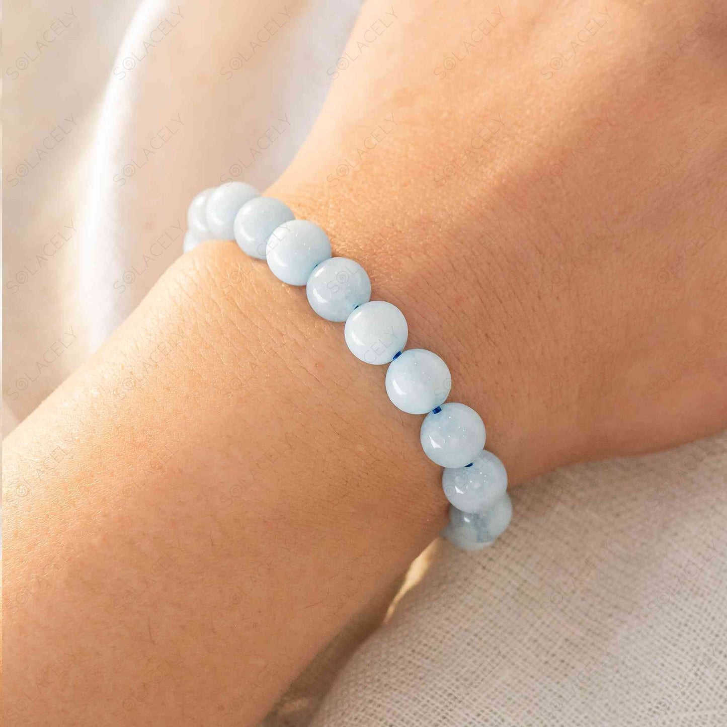 8mm Aquamarine Crystal Bracelet