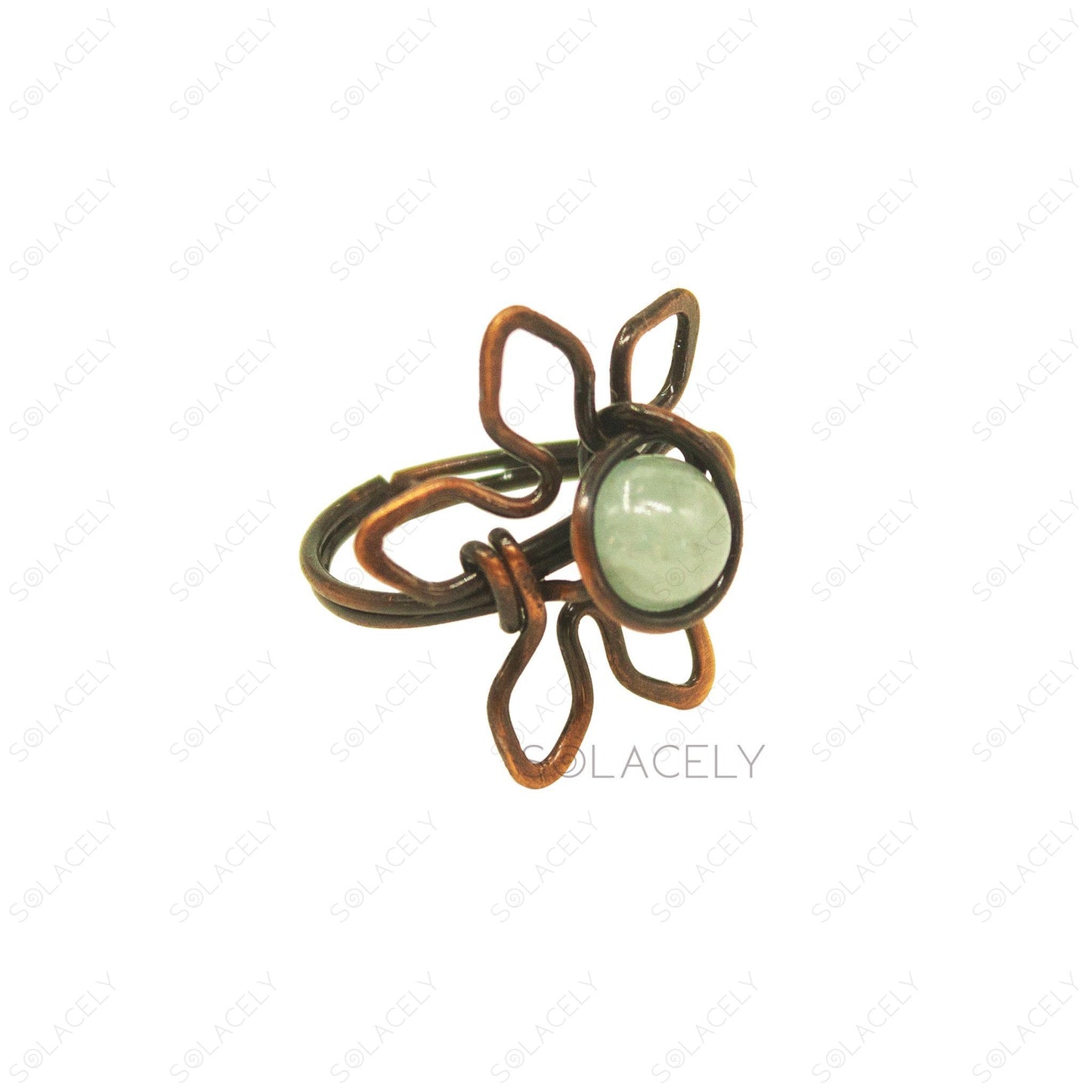 aquamarine copper flower ring