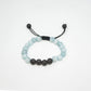 aquamarine and black obsidian matching couple bracelet