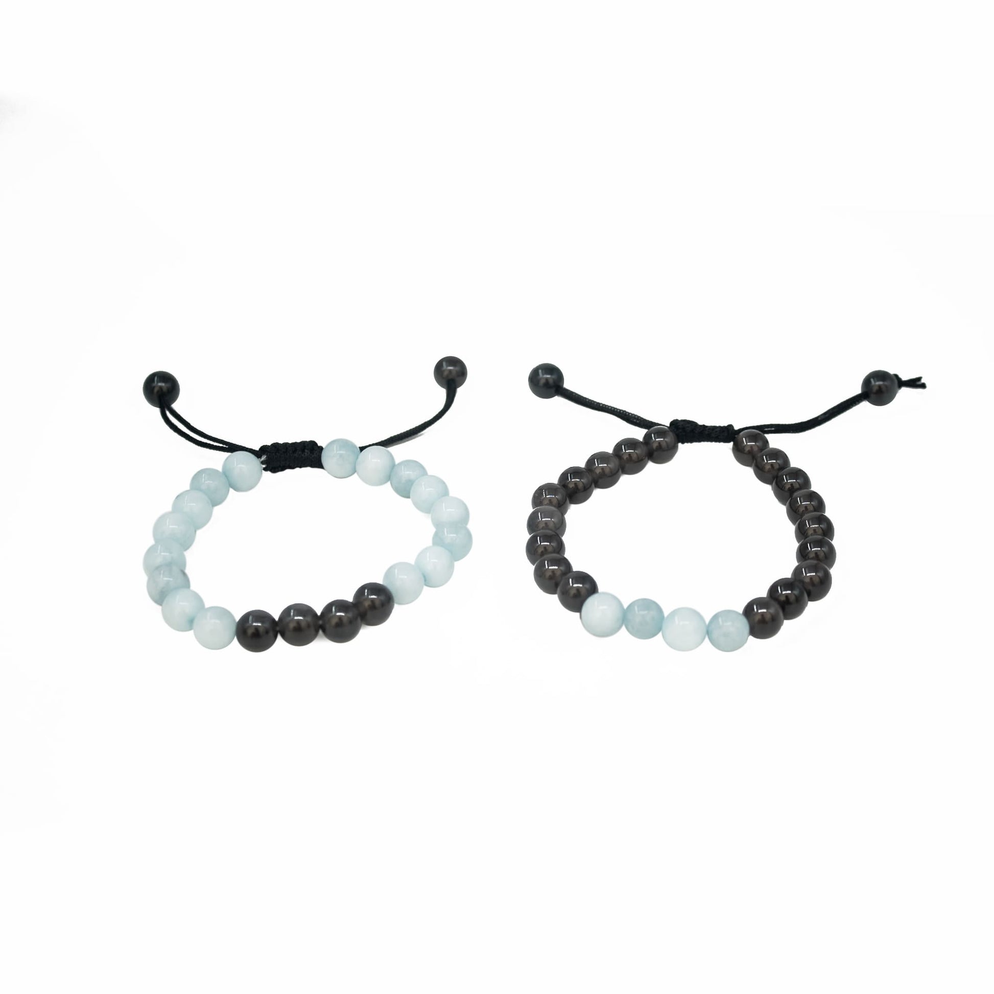couple bracelet  aquamarine black obsidian