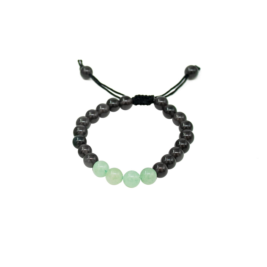 black obsidian and green aventurine couple bracelet set 