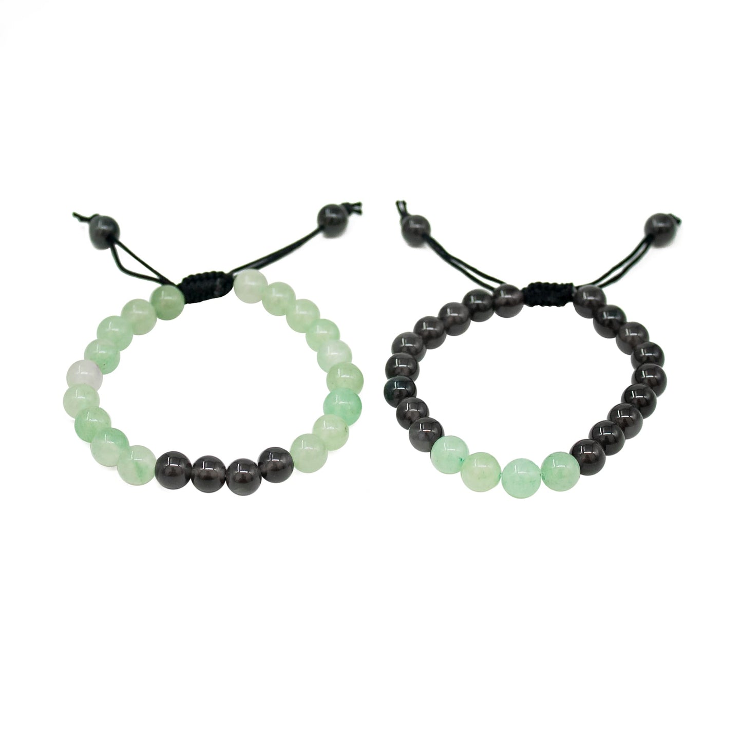 black obsidian and green aventurine couple bracelet adjustable