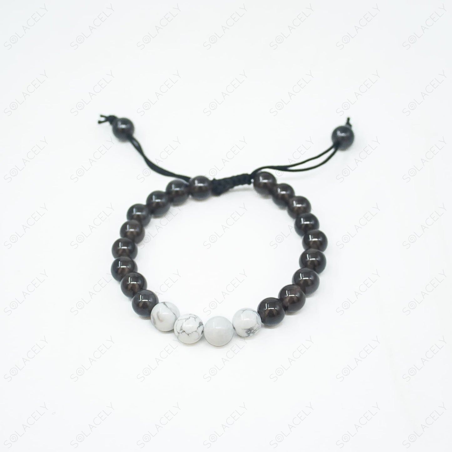 black obsidian and howlite couple bracelet for relationship