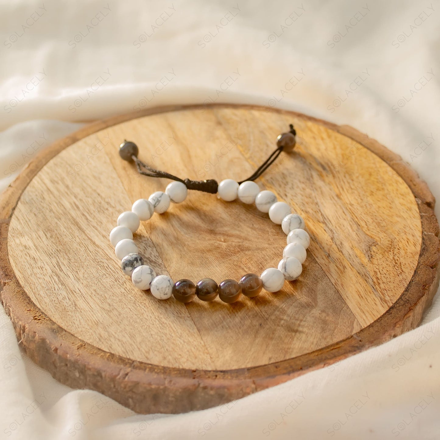 black obsidian and howlite couple bracelet