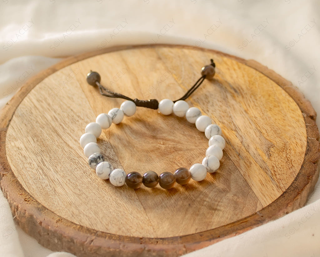 black obsidian and howlite couple bracelet