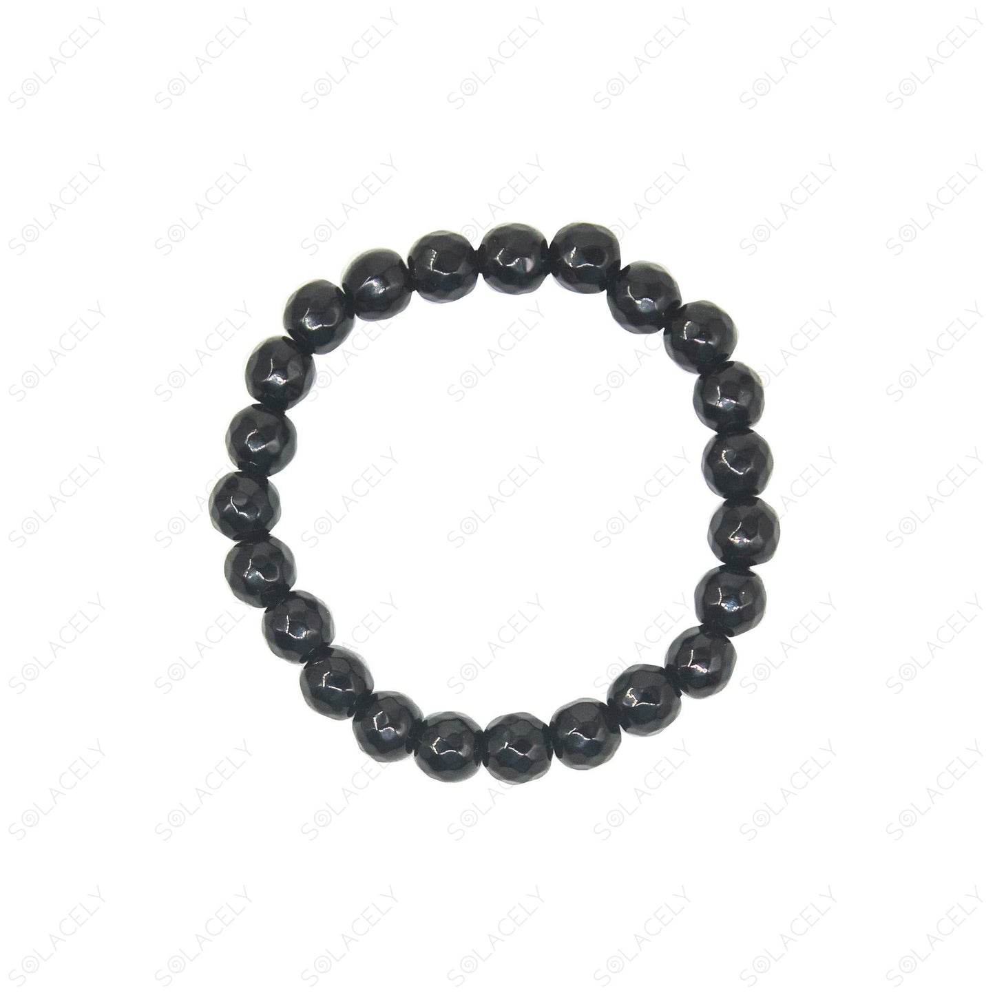 black obsidian faceted bracelet 8mm natural beads