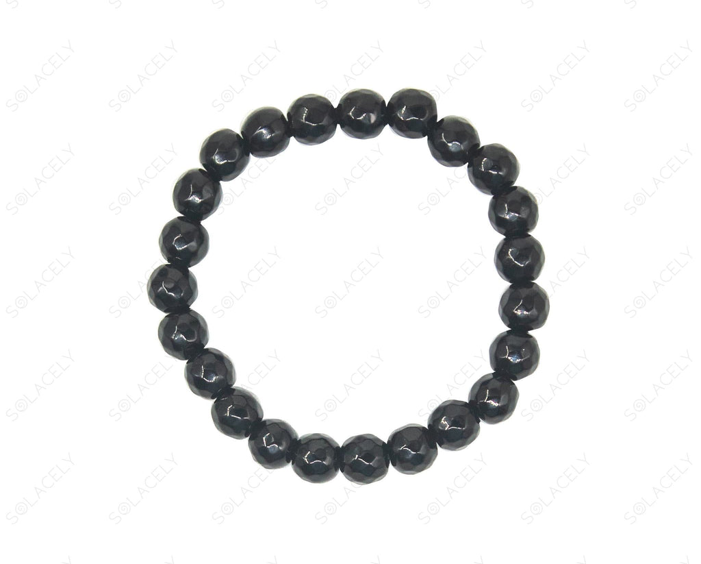 black obsidian faceted bracelet 8mm natural beads