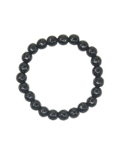 black obsidian faceted bracelet 8mm natural beads
