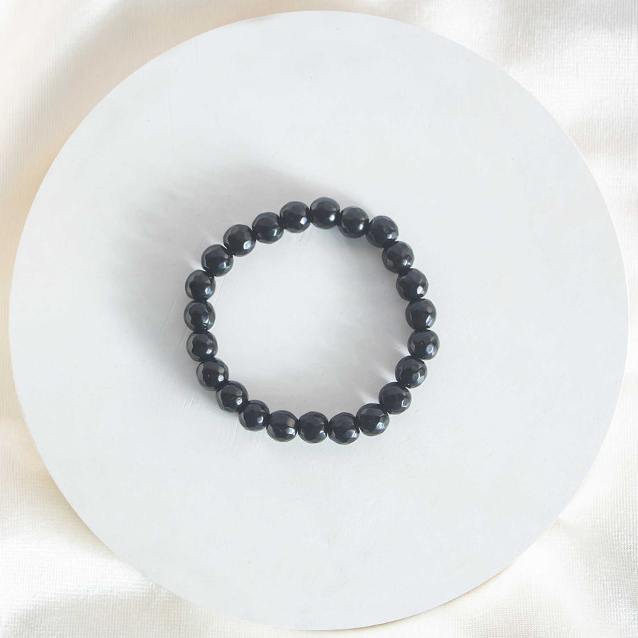 8mm black obsidian faceted bracelet