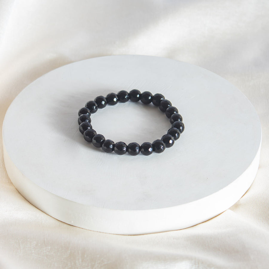 Black Obsidian Faceted 8mm Bracelet