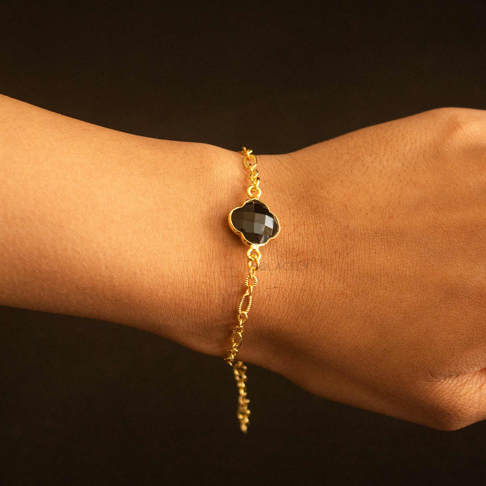 black onyx gold plated bracelet