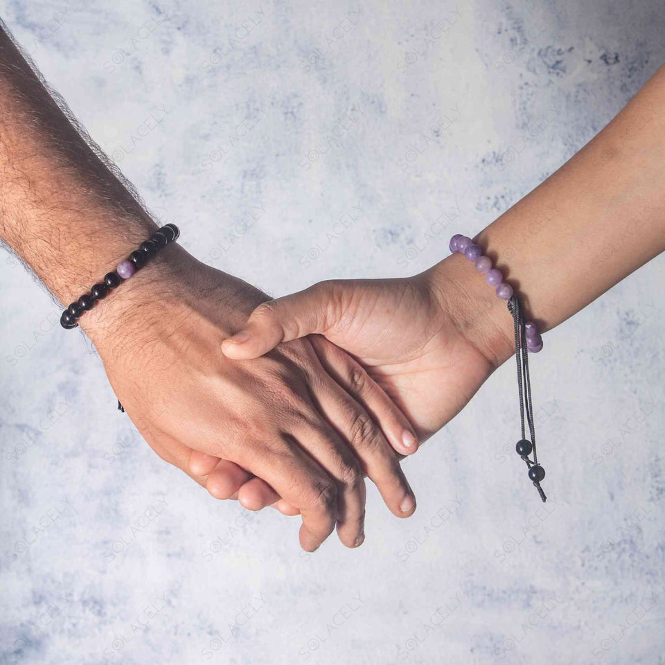 lepidolite and black tourmaline couple bracelet benefits