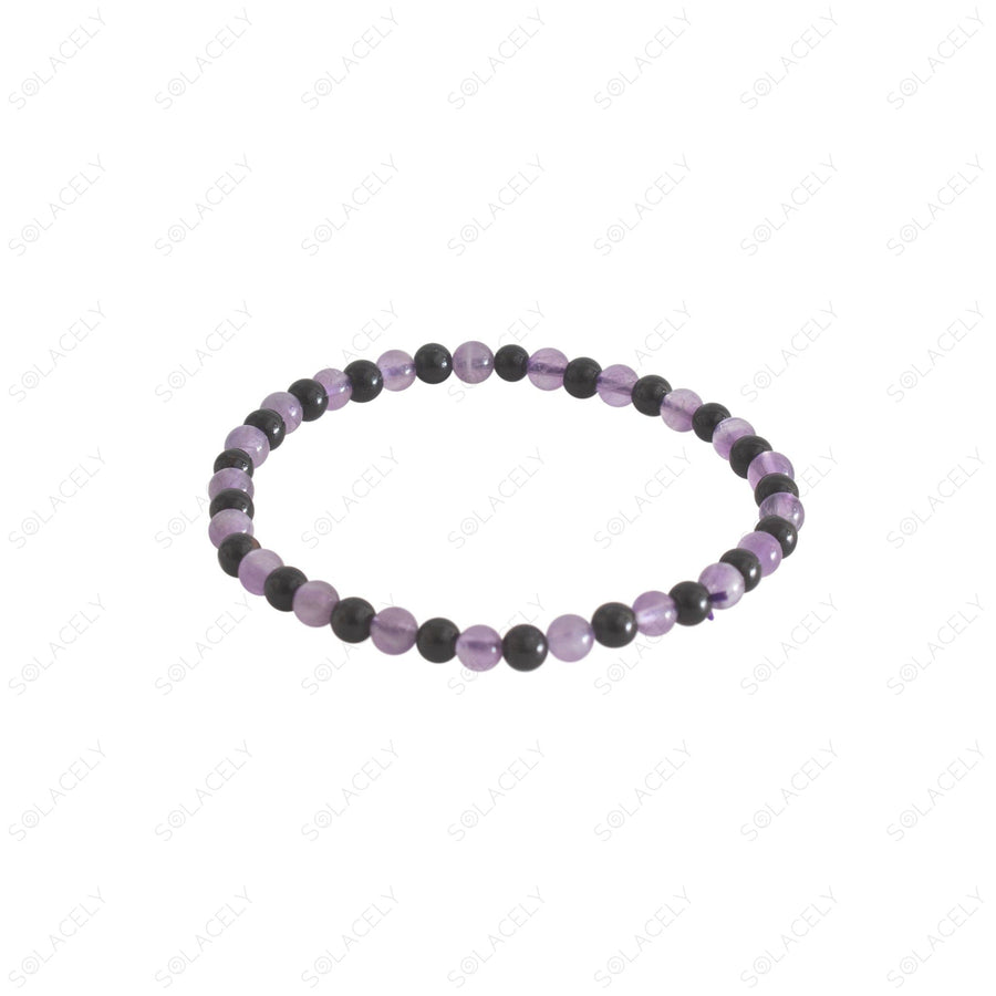 Black Tourmaline and amethyst Combination Bracelet